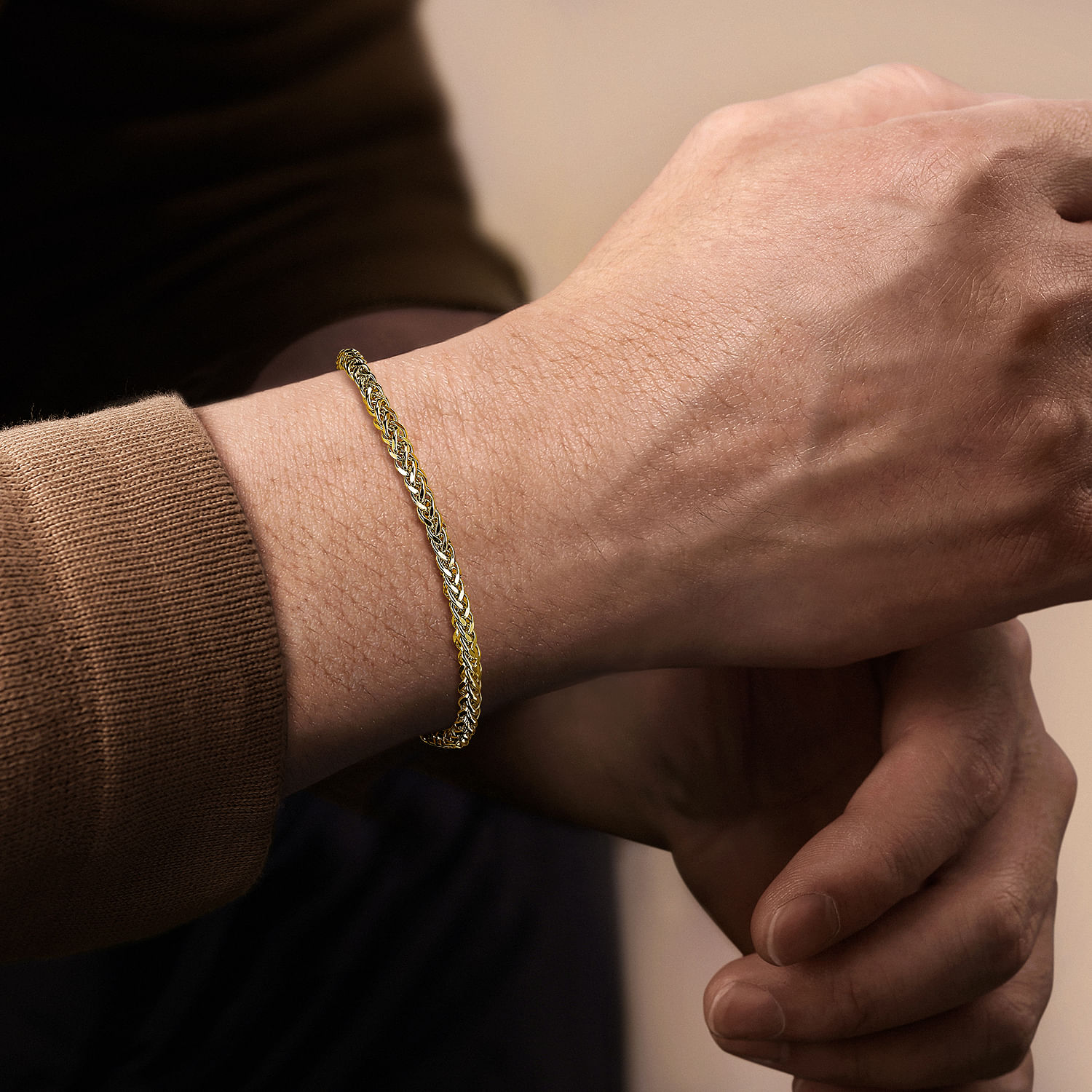 14K-Yellow-Gold-Men's-Wheat-Chain-Bracelet3