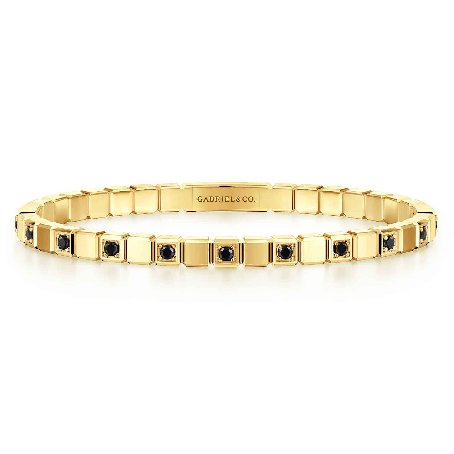 14K Yellow Gold Mens Bangle with Black Diamond - 1.05 ct - Shot 1
