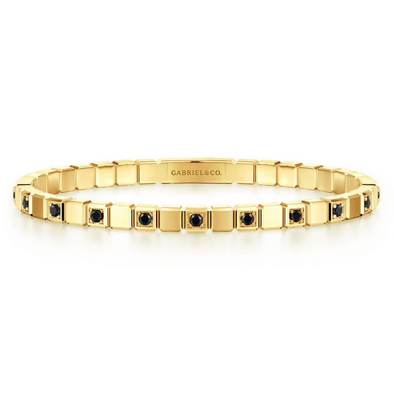 14K Yellow Gold Mens Bangle with Black Diamond - 1.2 ct - Shot 1