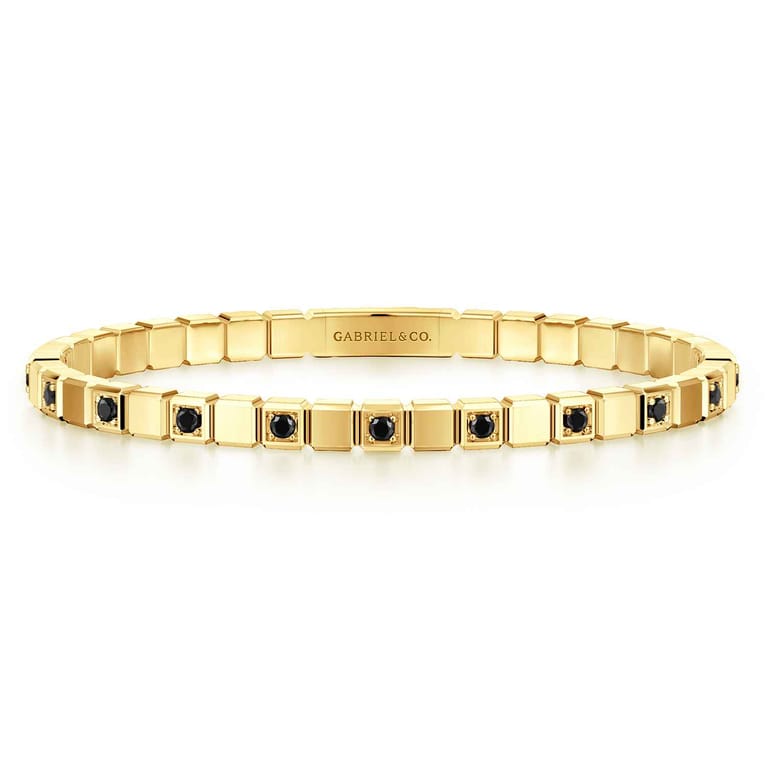 14K Yellow Gold Mens Bangle with Black Diamond - 1.2 ct - Shot 1