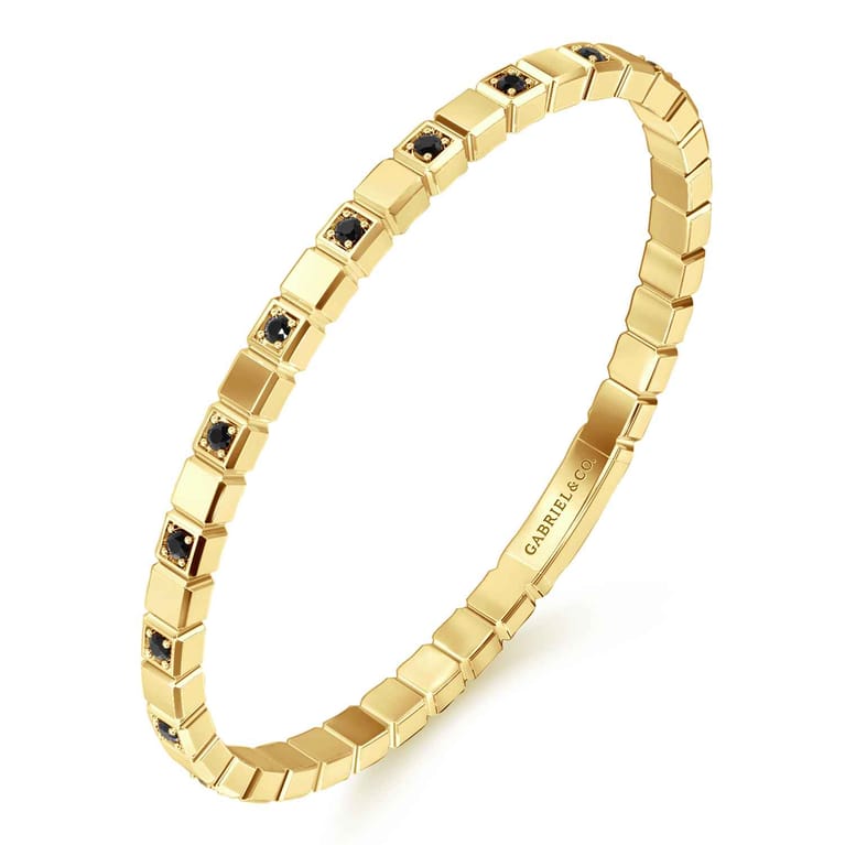 14K Yellow Gold Mens Bangle with Black Diamond - 1.2 ct - Shot 2