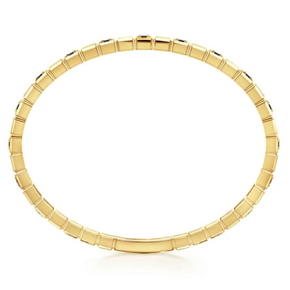 14K Yellow Gold Mens Bangle with Black Diamond