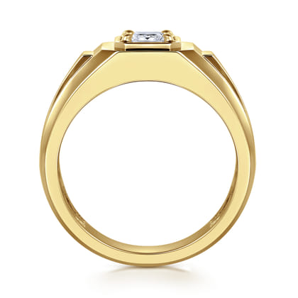 14K Yellow Gold Mens Engagement Ring in High Polish Finish