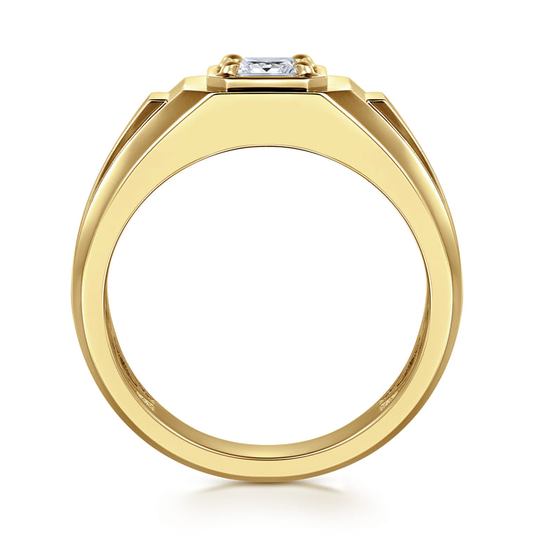 14K Yellow Gold Mens Engagement Ring in High Polish Finish - Shot 2