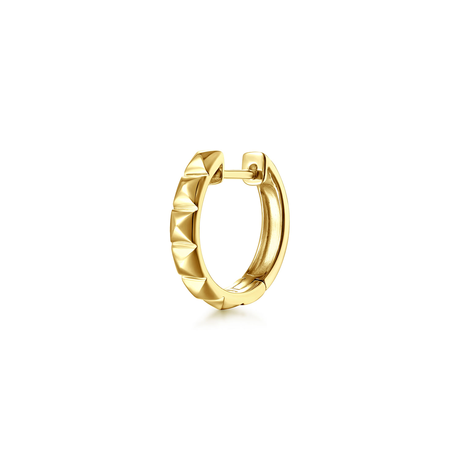 14K Yellow Gold Mens Gabriel Pyramaid Single Huggie Earring