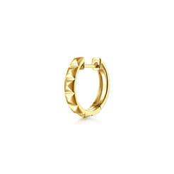 14K Yellow Gold Mens Gabriel Pyramaid Single Huggie Earring