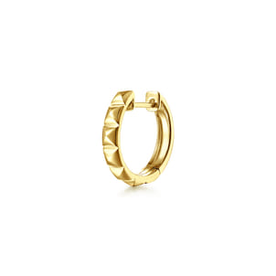 14K Yellow Gold Mens Gabriel Pyramaid Single Huggie Earring