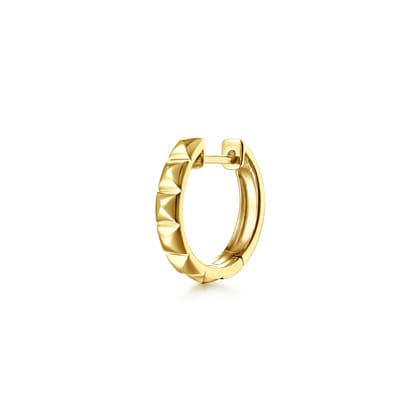 14K Yellow Gold Mens Gabriel Pyramaid Single Huggie Earring