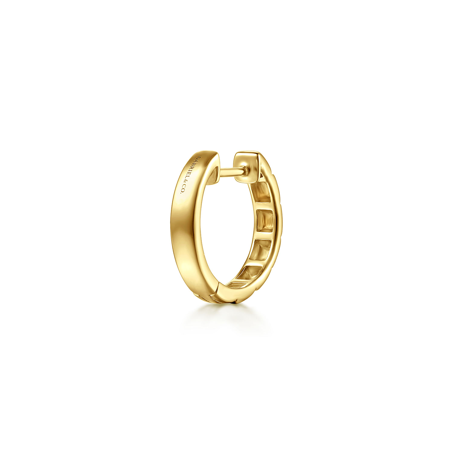 14K Yellow Gold Mens Gabriel Pyramaid Single Huggie Earring