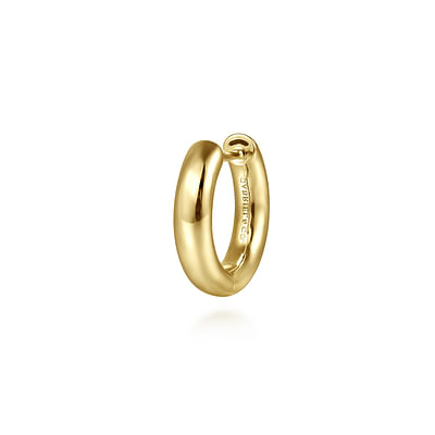 14K Yellow Gold Mens Round Tube Single Huggie Earring