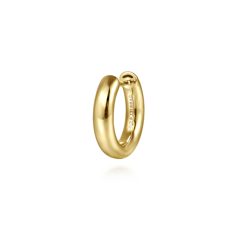 14K Yellow Gold Mens Round Tube Single Huggie Earring - Shot 1