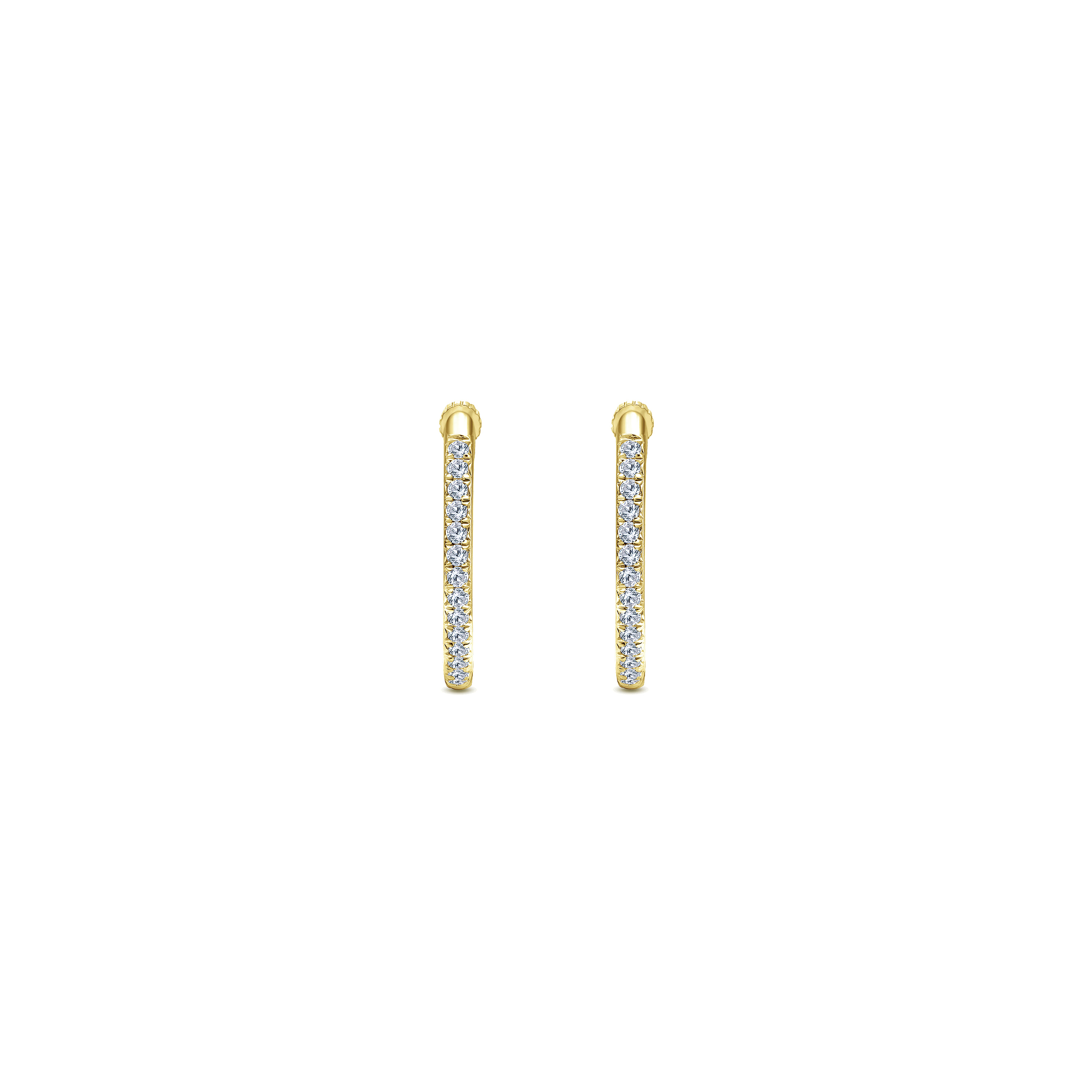 14K Yellow Gold Micro Pave 15mm Round Inside Out Diamond Hoop Earrings - 0.5 ct - Shot 3