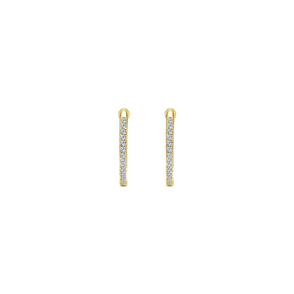 14K Yellow Gold Micro Pave 15mm Round Inside Out Diamond Hoop Earrings