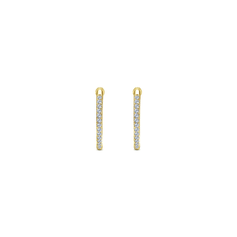 14K Yellow Gold Micro Pave 15mm Round Inside Out Diamond Hoop Earrings - 0.5 ct - Shot 3