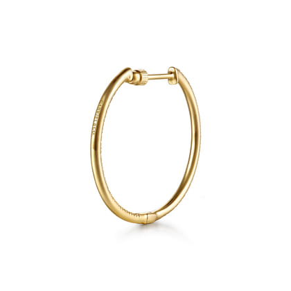 14K Yellow Gold Micro Pave 30mm Round Inside Out Diamond Hoop Earrings