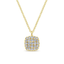 14K Yellow Gold Micro Pavé Diamond Pendant Necklace