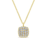14K Yellow Gold Micro Pave Diamond Pendant Necklace