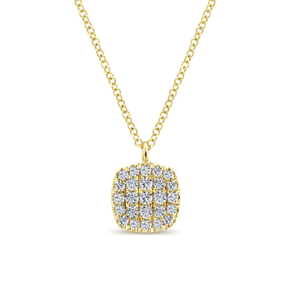 14K Yellow Gold Micro Pave Diamond Pendant Necklace