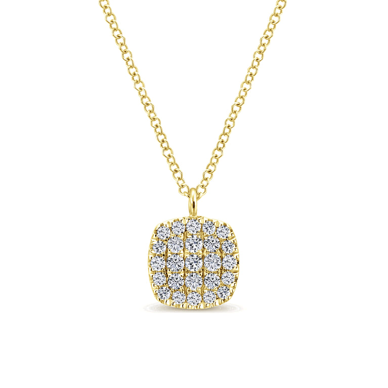 14K Yellow Gold Micro Pave Diamond Pendant Necklace - 0.24 ct - Shot 1