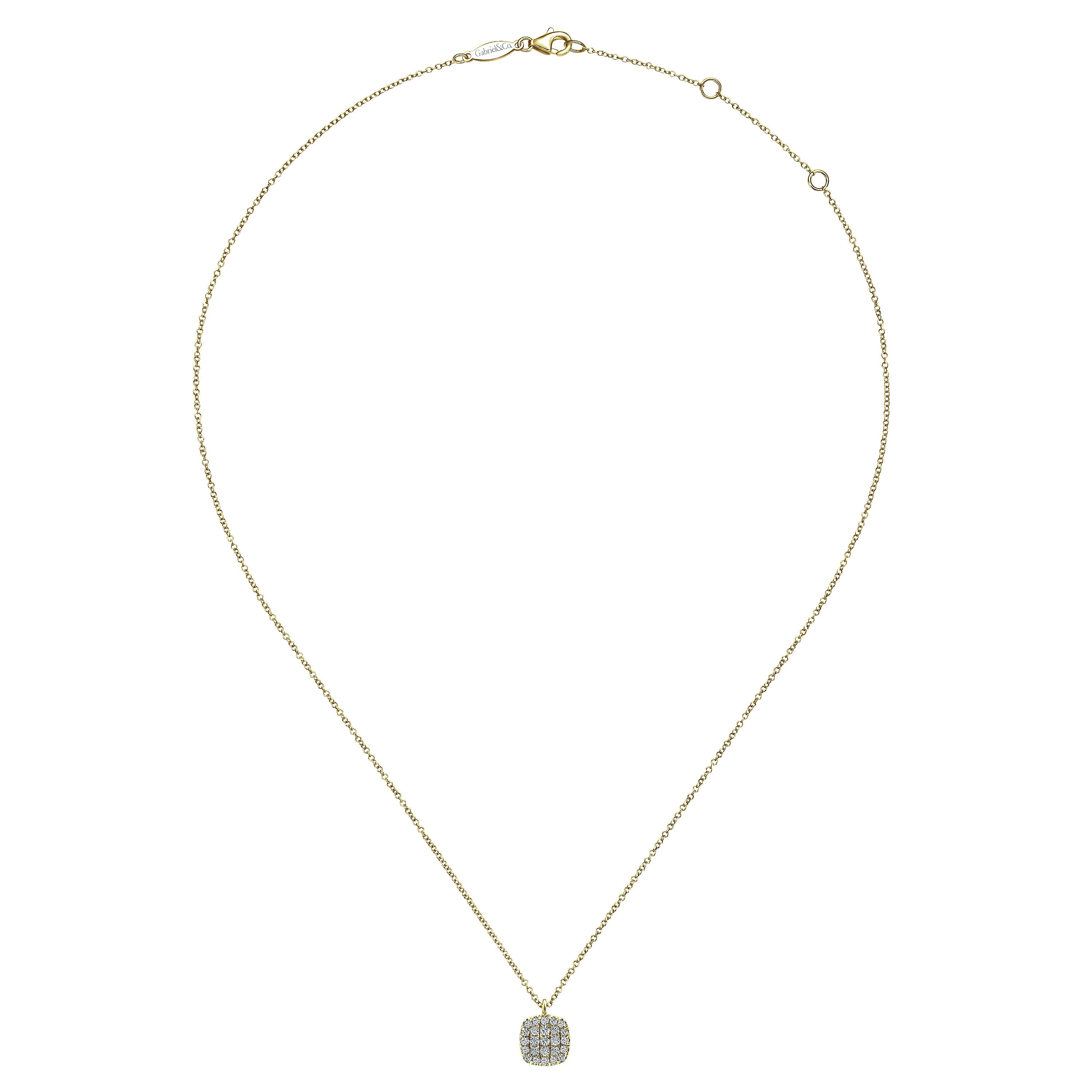 14K Yellow Gold Micro Pave Diamond Pendant Necklace - 0.24 ct - Shot 2