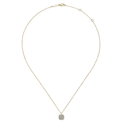 14K Yellow Gold Micro Pave Diamond Pendant Necklace