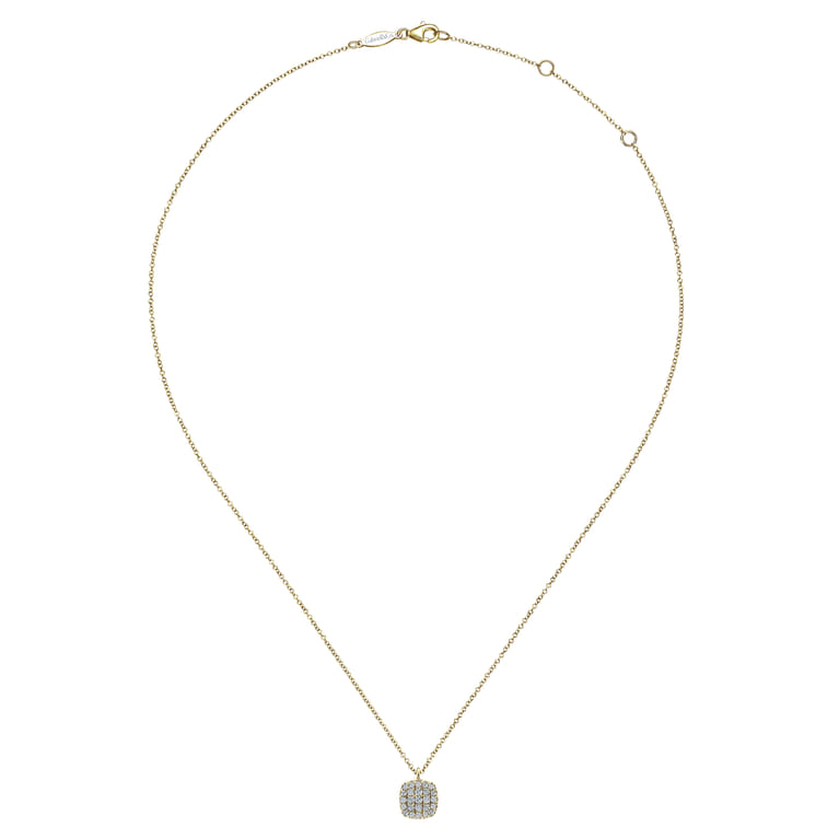 14K Yellow Gold Micro Pave Diamond Pendant Necklace - 0.24 ct - Shot 2