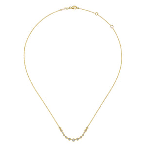 14K Yellow Gold Milgrain Bezel Set Diamond Curved Bar Necklace