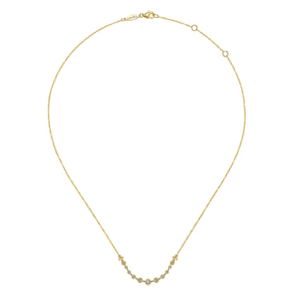14K Yellow Gold Milgrain Bezel Set Diamond Curved Bar Necklace