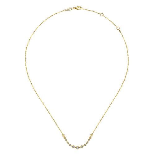 14K Yellow Gold Milgrain Bezel Set Diamond Curved Bar Necklace - 0.35 ct - Shot 2