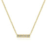 14K Yellow Gold Milgrain Diamond Bar Necklace - 0.06 ct