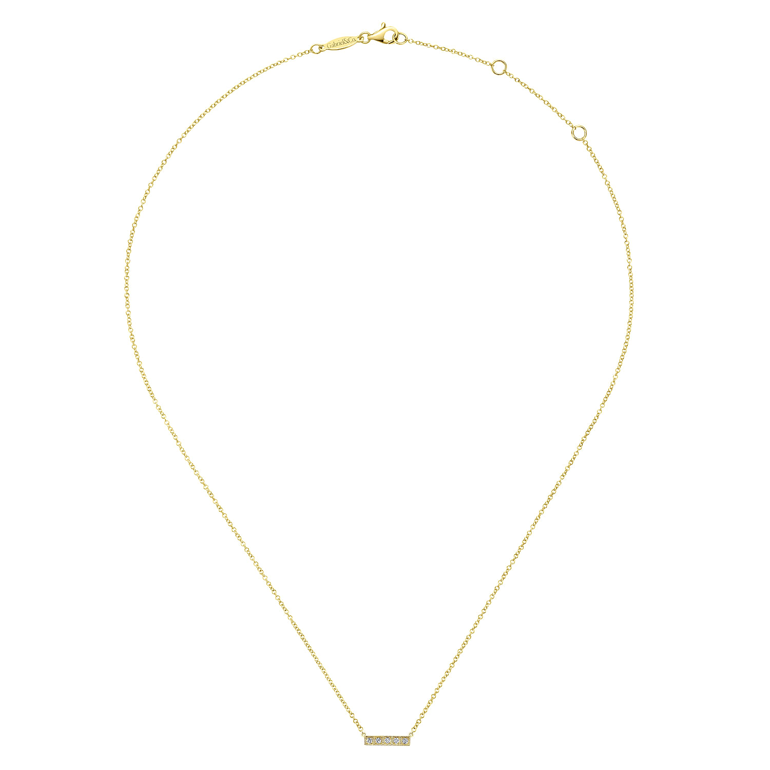 14K Yellow Gold Milgrain Diamond Bar Necklace