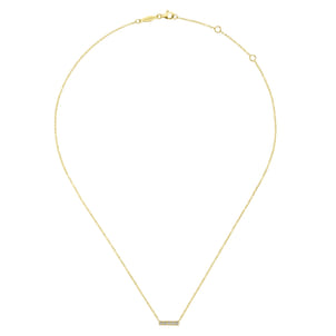 14K Yellow Gold Milgrain Diamond Bar Necklace