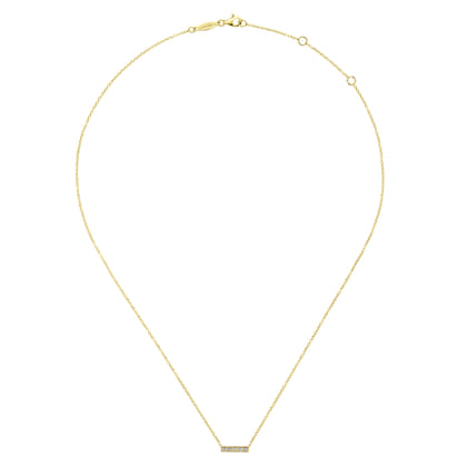 14K Yellow Gold Milgrain Diamond Bar Necklace
