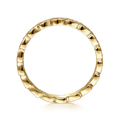 14K Yellow Gold Millgrained Marquise Stackable Diamond Ring