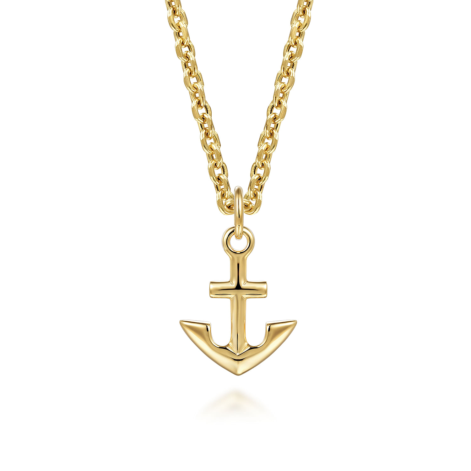 14K Yellow Gold Mini Anchor Pendant - Shot 3