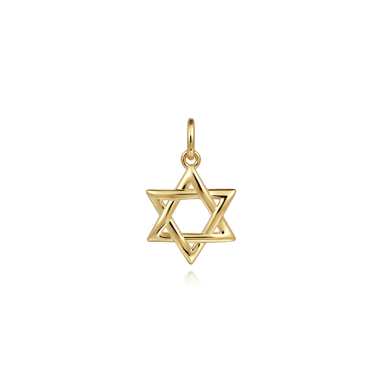 14K Yellow Gold Mini Star of David Pendant - Shot 1