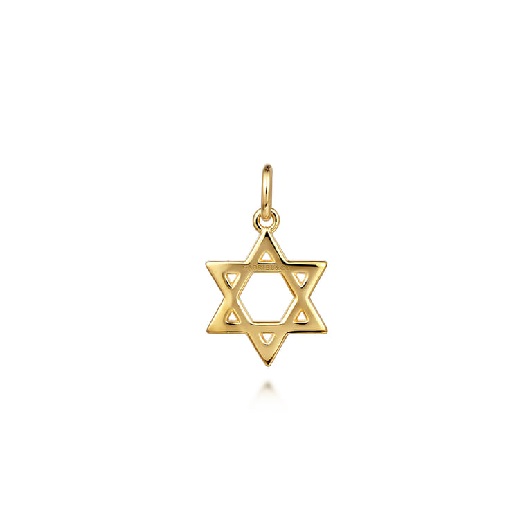14K Yellow Gold Mini Star of David Pendant - Shot 2