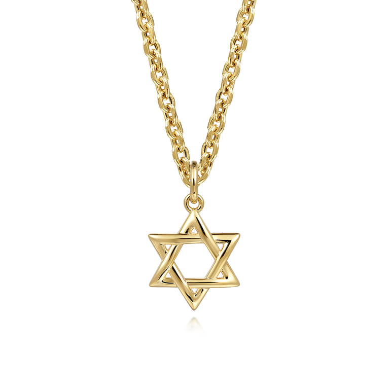 14K Yellow Gold Mini Star of David Pendant - Shot 3