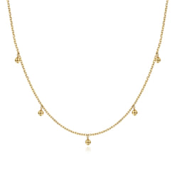 14K Yellow Gold Moon Plain Necklace