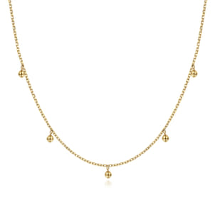 14K Yellow Gold Moon Plain Necklace