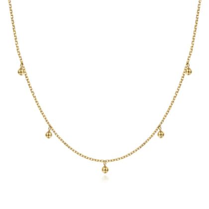 14K Yellow Gold Moon Plain Necklace
