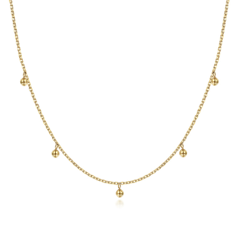 14K Yellow Gold Moon Plain Necklace - Shot 1