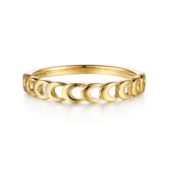 14K Yellow Gold Moon Shape Stackable Ring