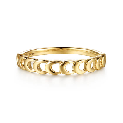 14K Yellow Gold Moon Shape Stackable Ring