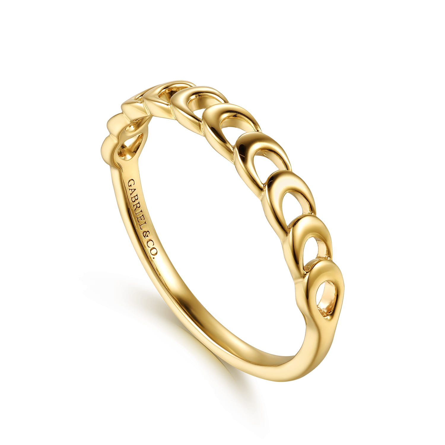 14K Yellow Gold Moon Shape Stackable Ring - Shot 3