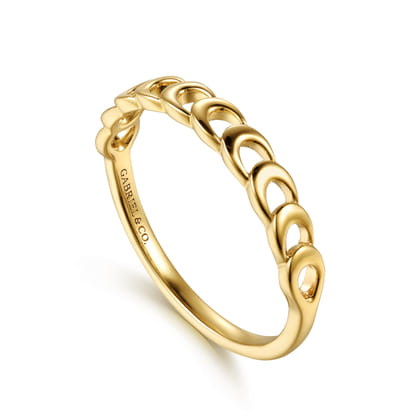 14K Yellow Gold Moon Shape Stackable Ring