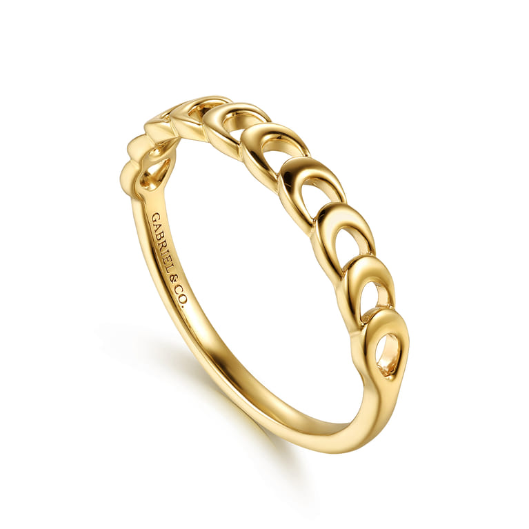 14K Yellow Gold Moon Shape Stackable Ring - Shot 3