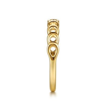 14K Yellow Gold Moon Shape Stackable Ring