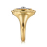 14K Yellow Gold Mother of Pearl Inlay and Diamond Starburst Signet Ring - 0.14 ct