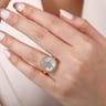 14K Yellow Gold Mother of Pearl Inlay and Diamond Starburst Signet Ring - 0.14 ct